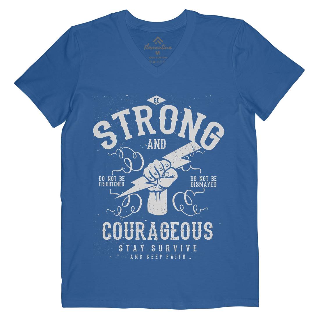Be Strong And Courageous Mens V-Neck T-Shirt Quotes A101