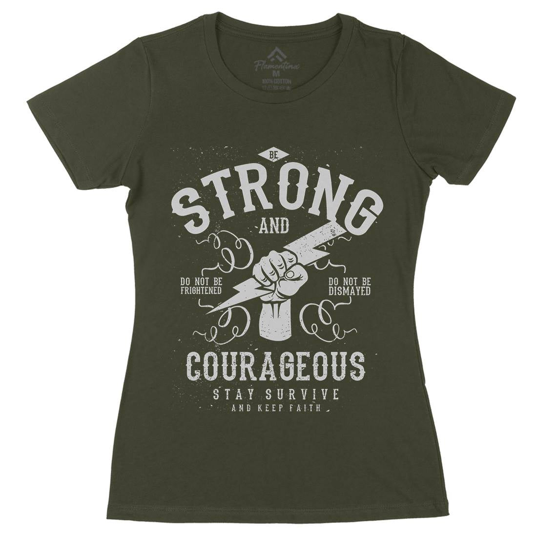 Be Strong And Courageous Womens Organic Crew Neck T-Shirt Quotes A101