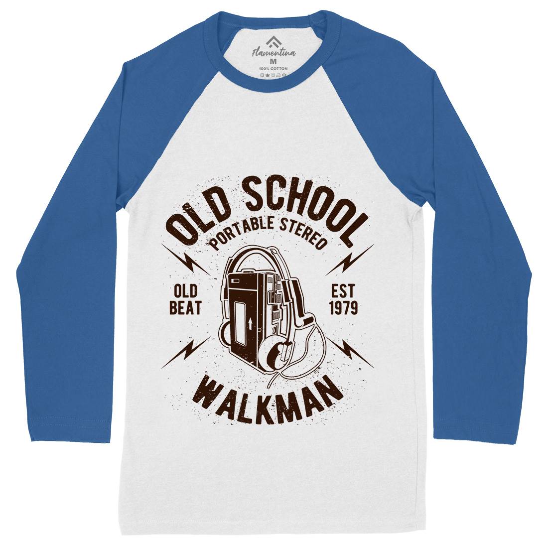 Old School Player Mens Long Sleeve Baseball T-Shirt Music A102