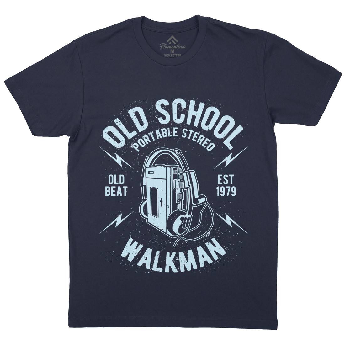 Old School Player Mens Organic Crew Neck T-Shirt Music A102