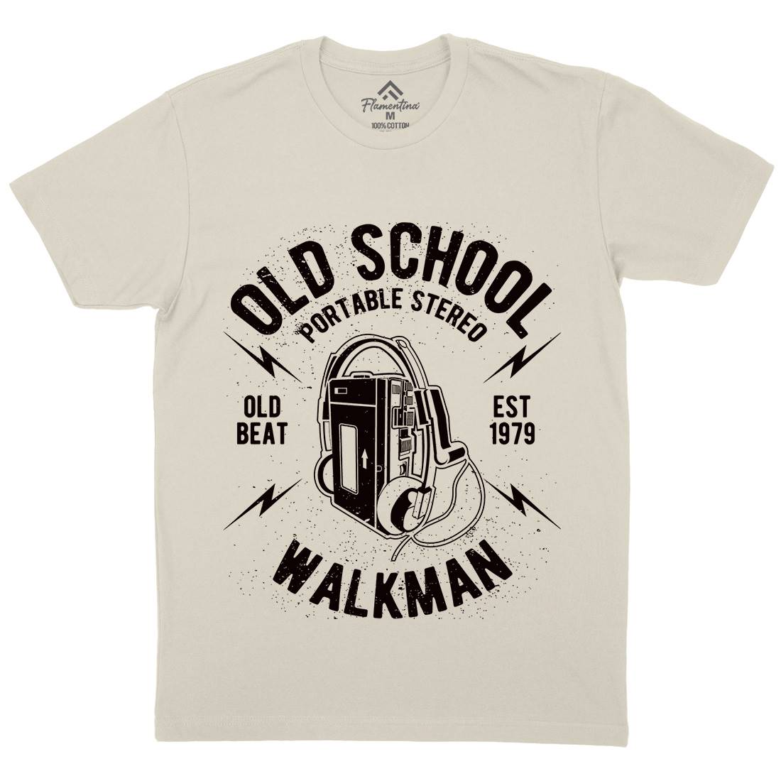Old School Player Mens Organic Crew Neck T-Shirt Music A102