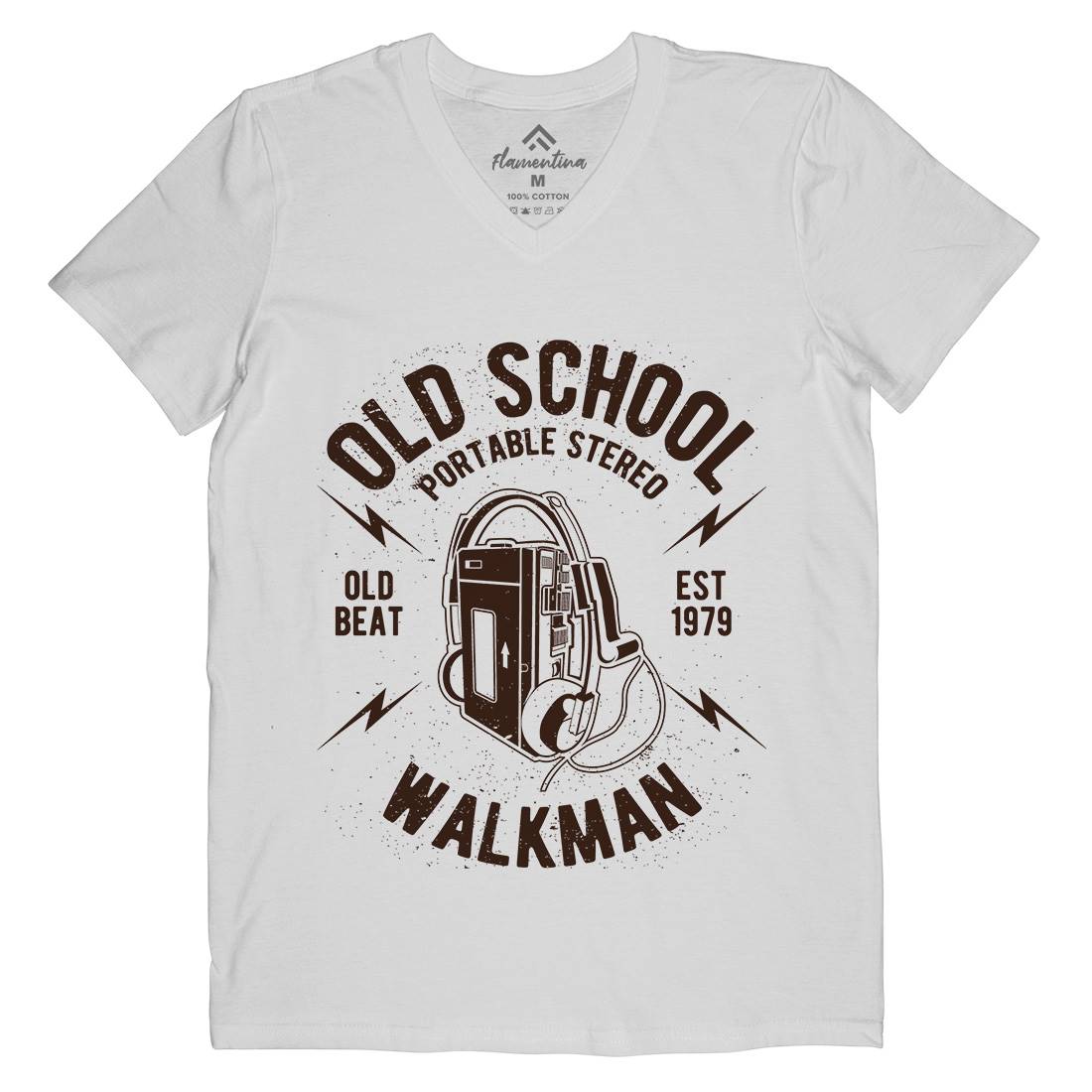 Old School Player Mens V-Neck T-Shirt Music A102