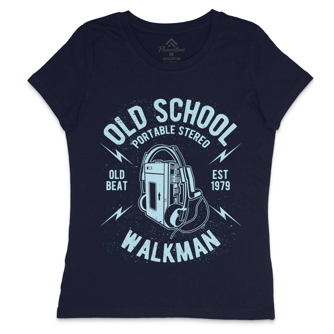 Old School Player Womens Crew Neck T-Shirt Music A102