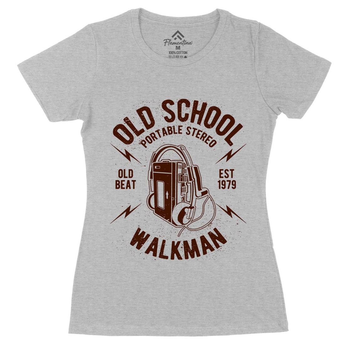 Old School Player Womens Organic Crew Neck T-Shirt Music A102