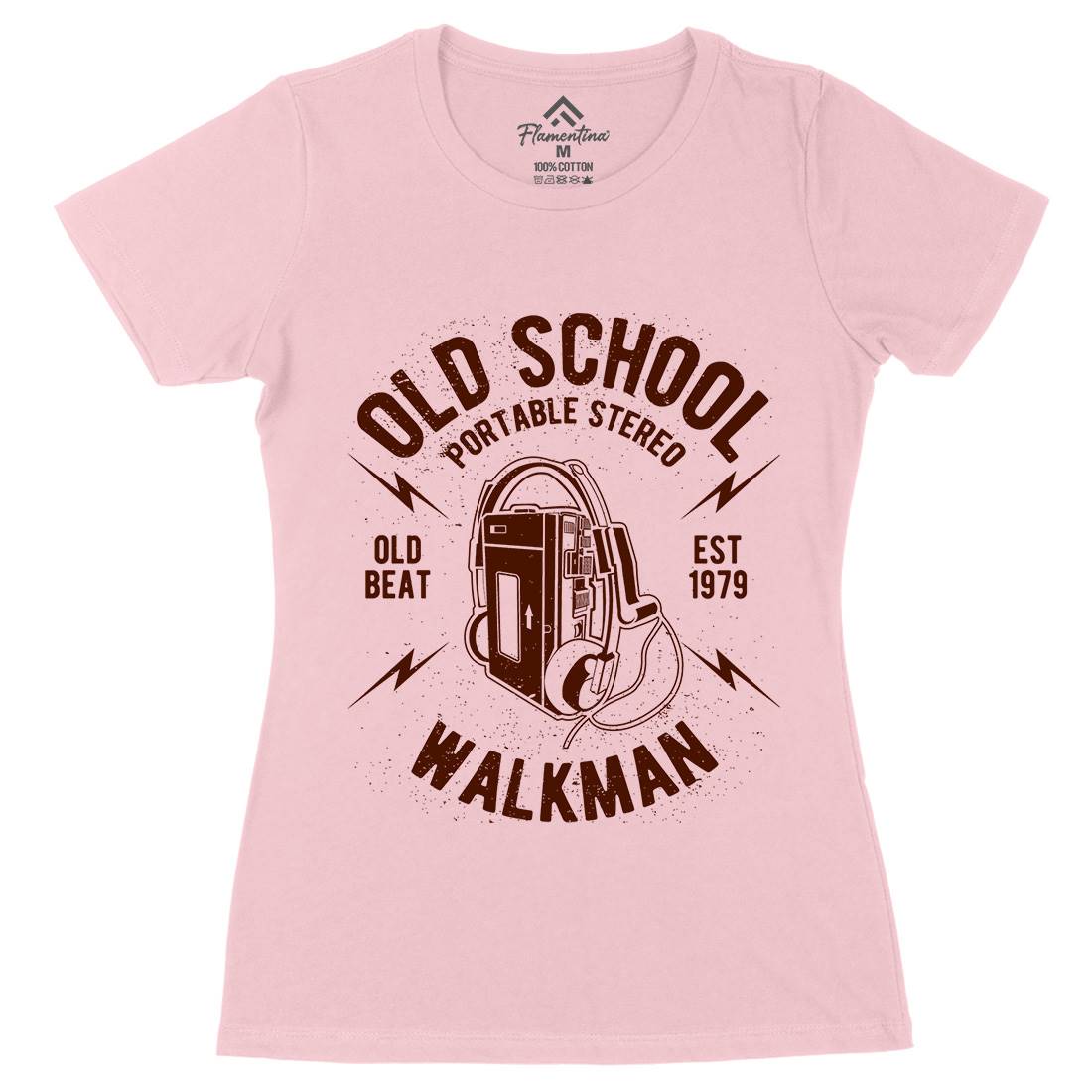Old School Player Womens Organic Crew Neck T-Shirt Music A102