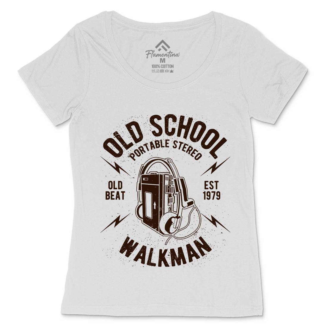 Old School Player Womens Scoop Neck T-Shirt Music A102