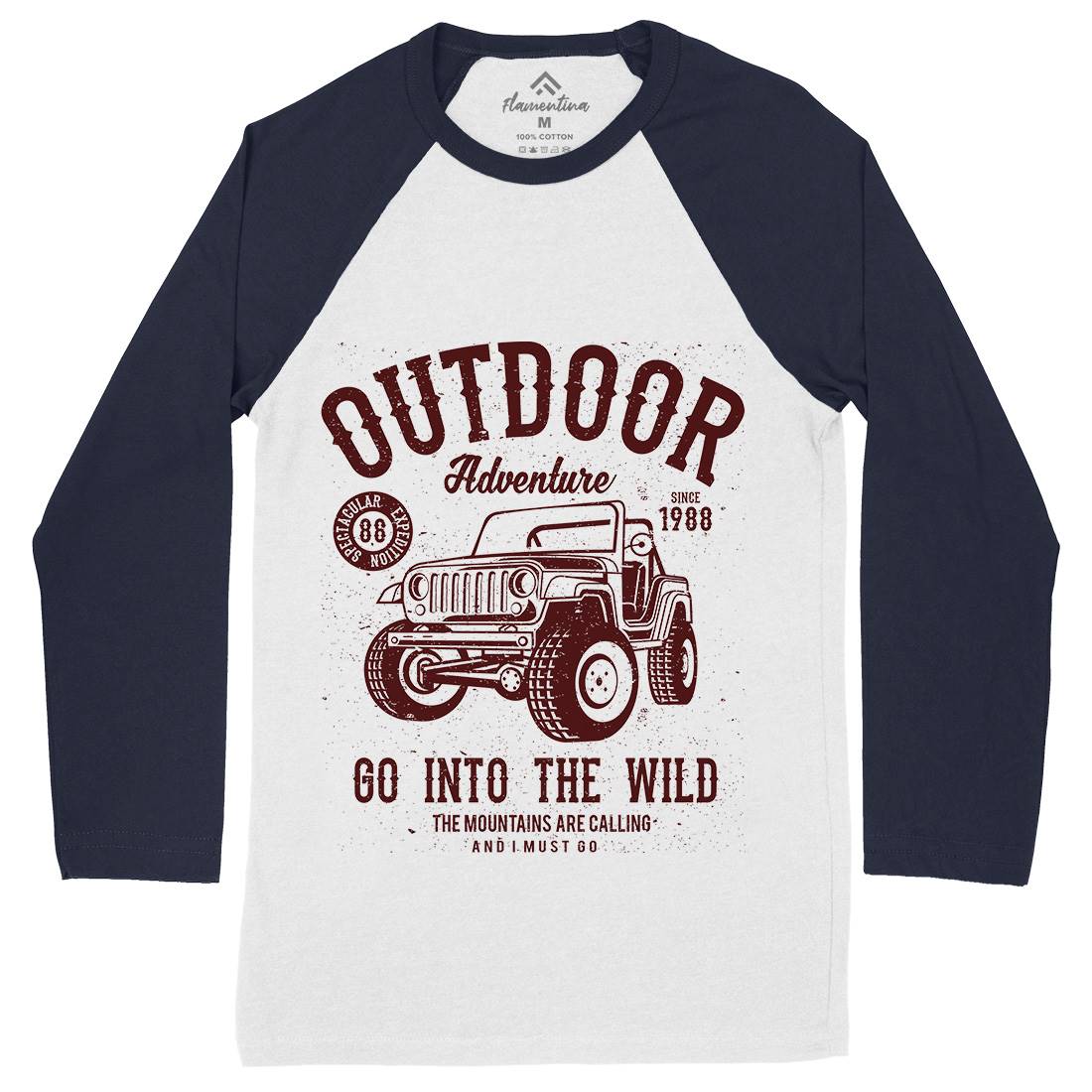 Outdoor Adventure Mens Long Sleeve Baseball T-Shirt Nature A105