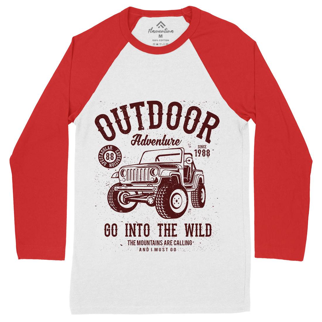 Outdoor Adventure Mens Long Sleeve Baseball T-Shirt Nature A105