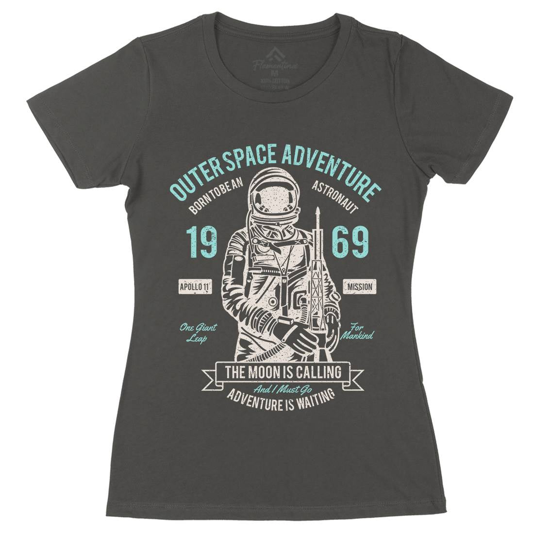 Outer Adventure 69 Womens Organic Crew Neck T-Shirt Space A106