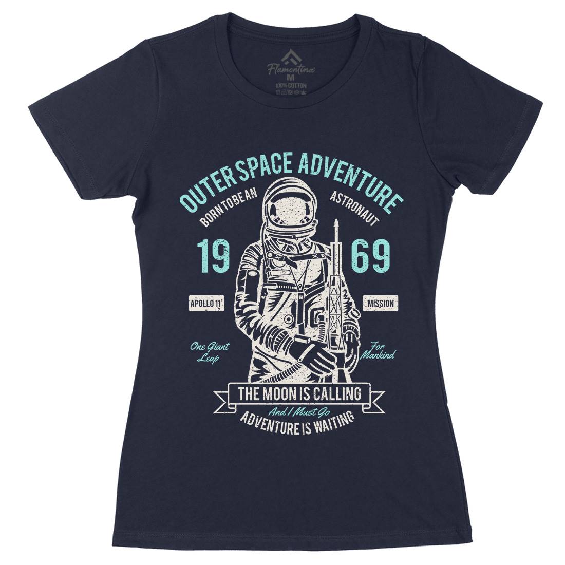 Outer Adventure 69 Womens Organic Crew Neck T-Shirt Space A106