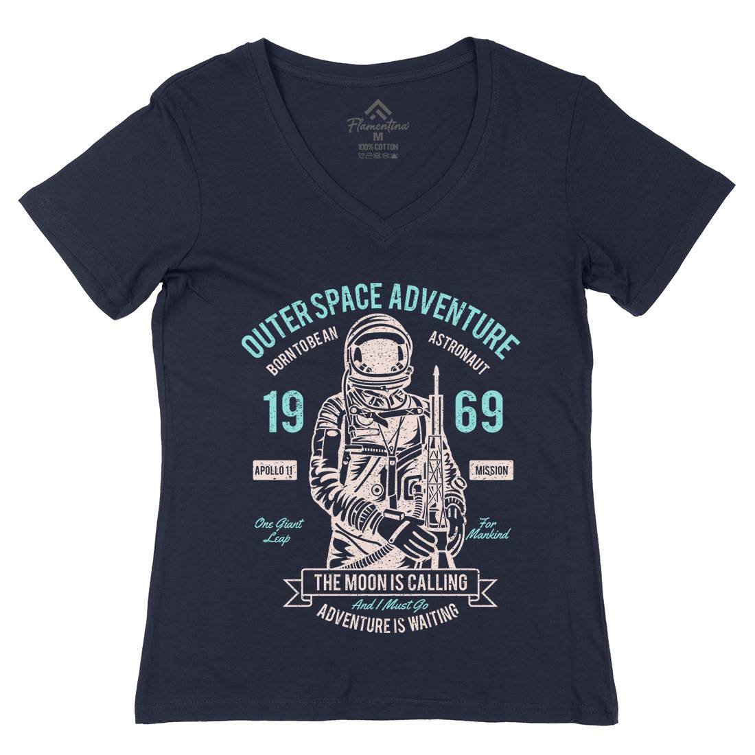 Outer Adventure 69 Womens Organic V-Neck T-Shirt Space A106
