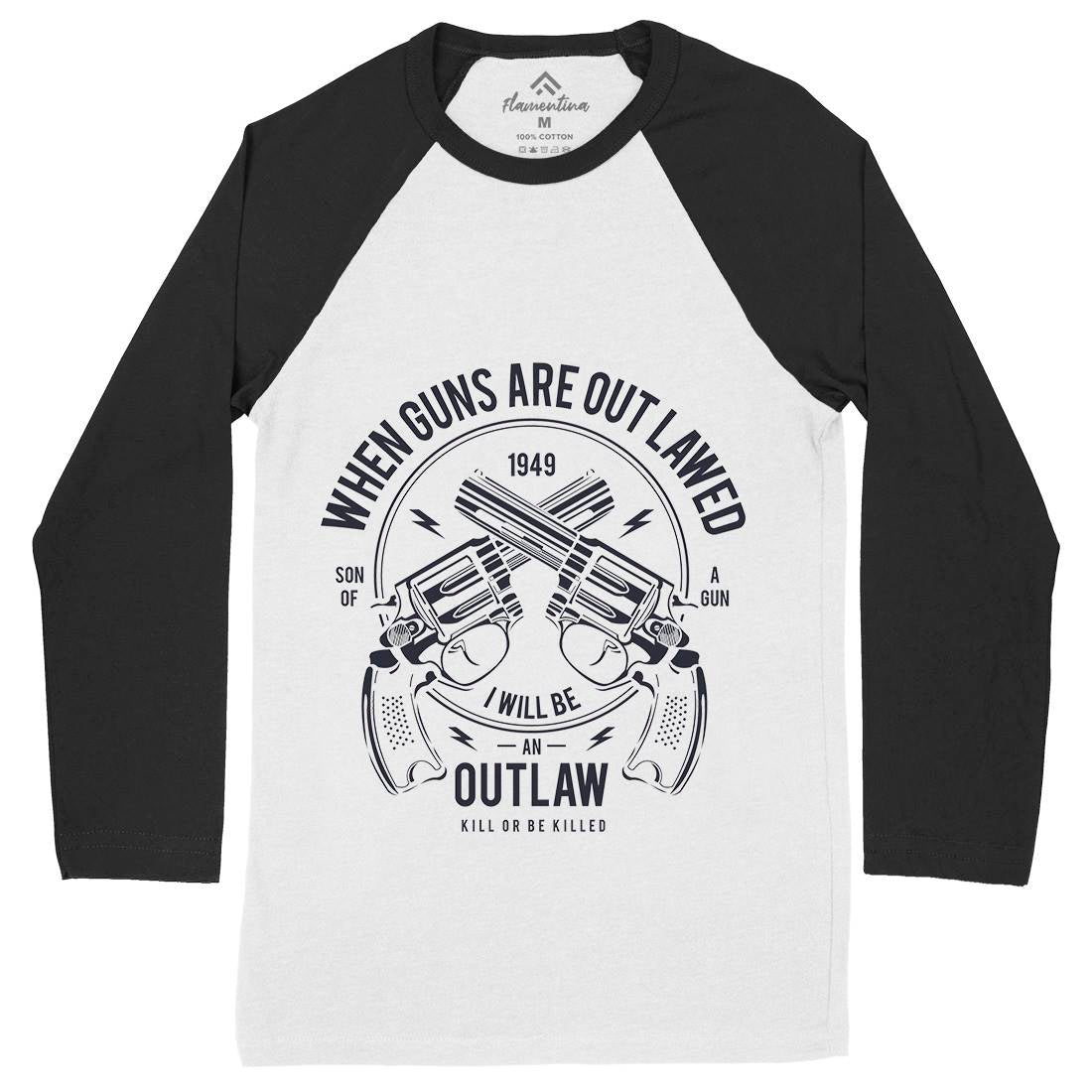Outlaw Mens Long Sleeve Baseball T-Shirt American A107