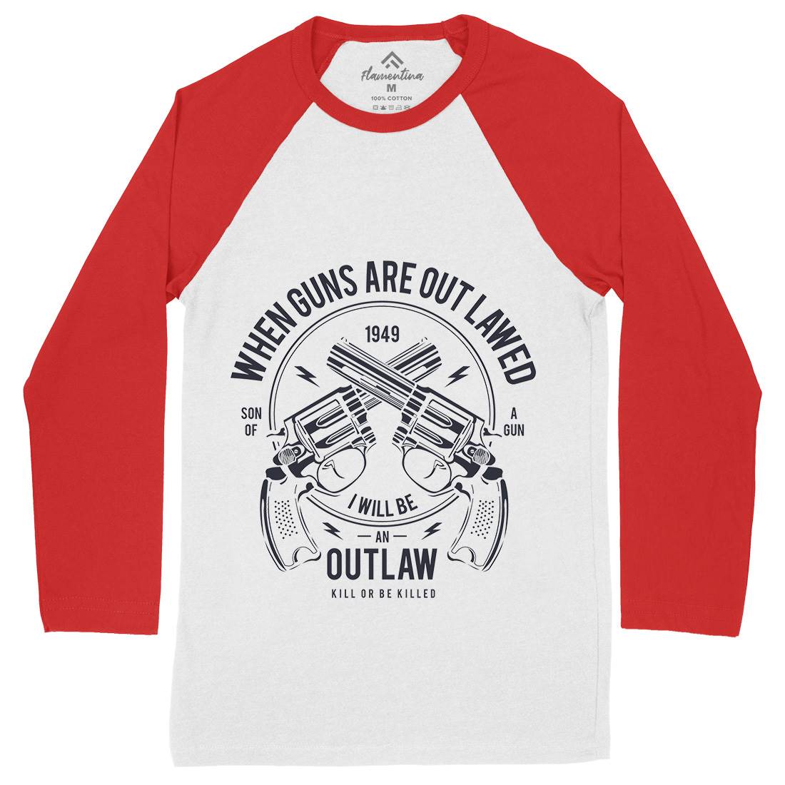 Outlaw Mens Long Sleeve Baseball T-Shirt American A107