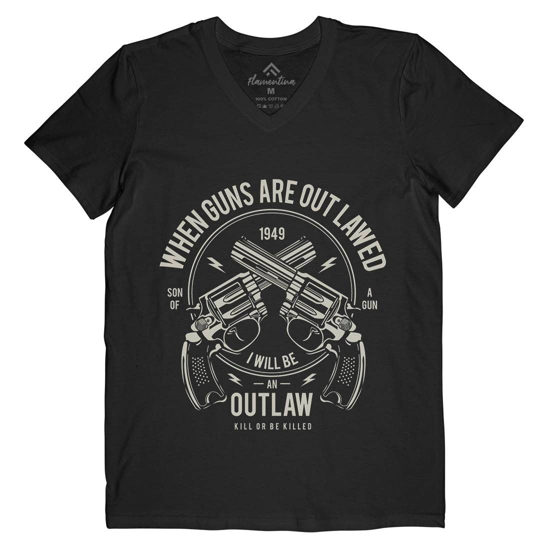 Outlaw Mens V-Neck T-Shirt American A107