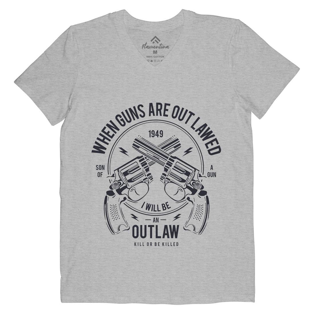 Outlaw Mens Organic V-Neck T-Shirt American A107