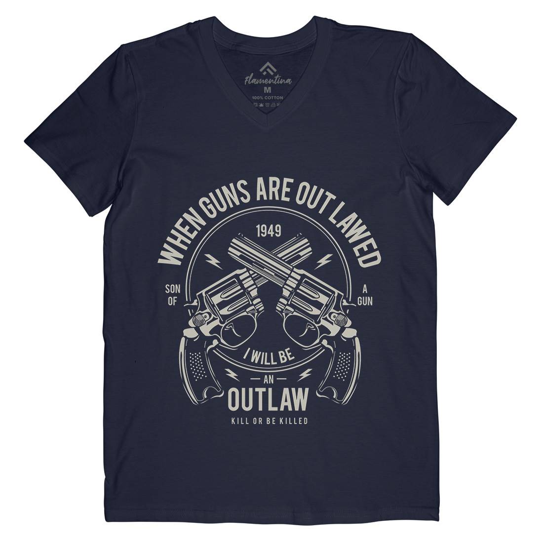 Outlaw Mens Organic V-Neck T-Shirt American A107