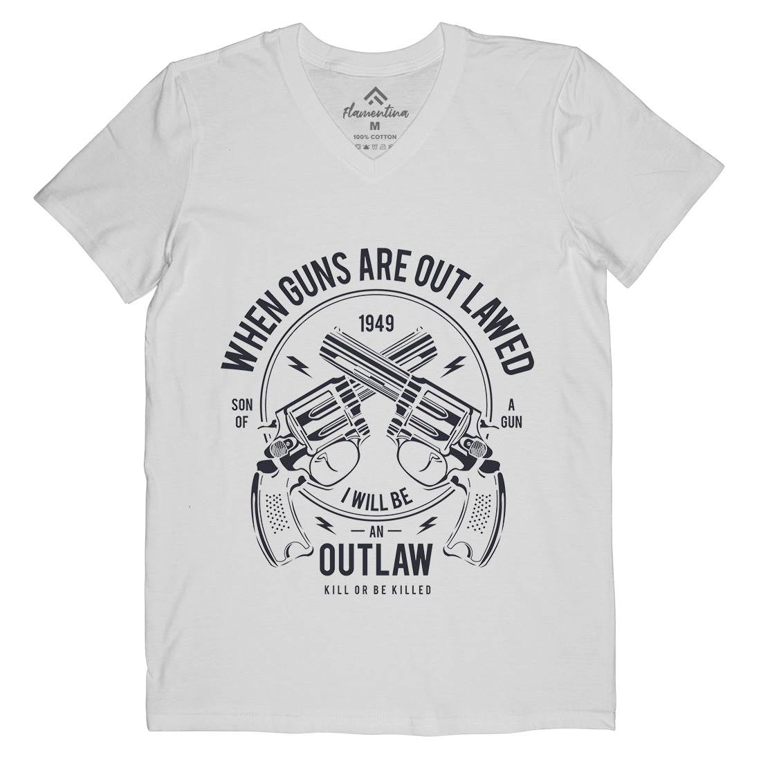 Outlaw Mens V-Neck T-Shirt American A107