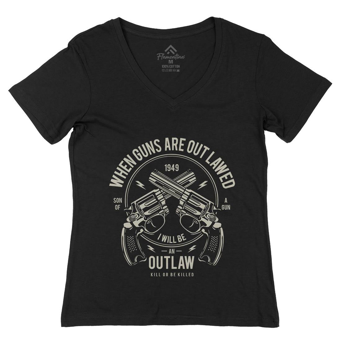 Outlaw Womens Organic V-Neck T-Shirt American A107