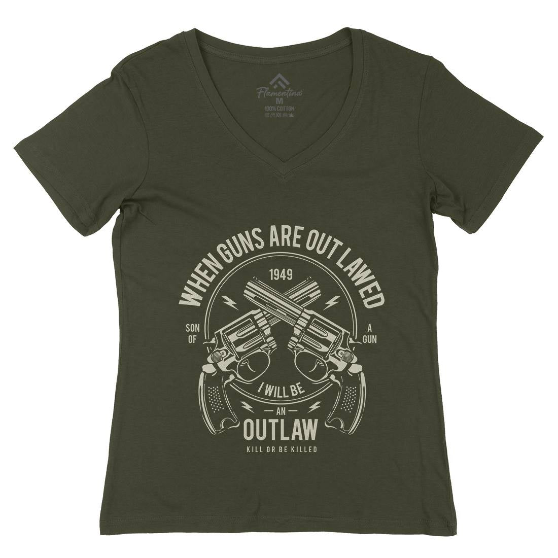 Outlaw Womens Organic V-Neck T-Shirt American A107
