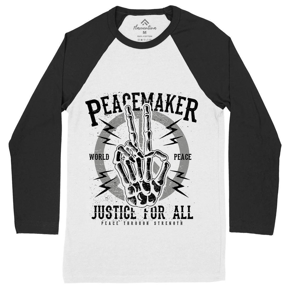 Maker Mens Long Sleeve Baseball T-Shirt Peace A108