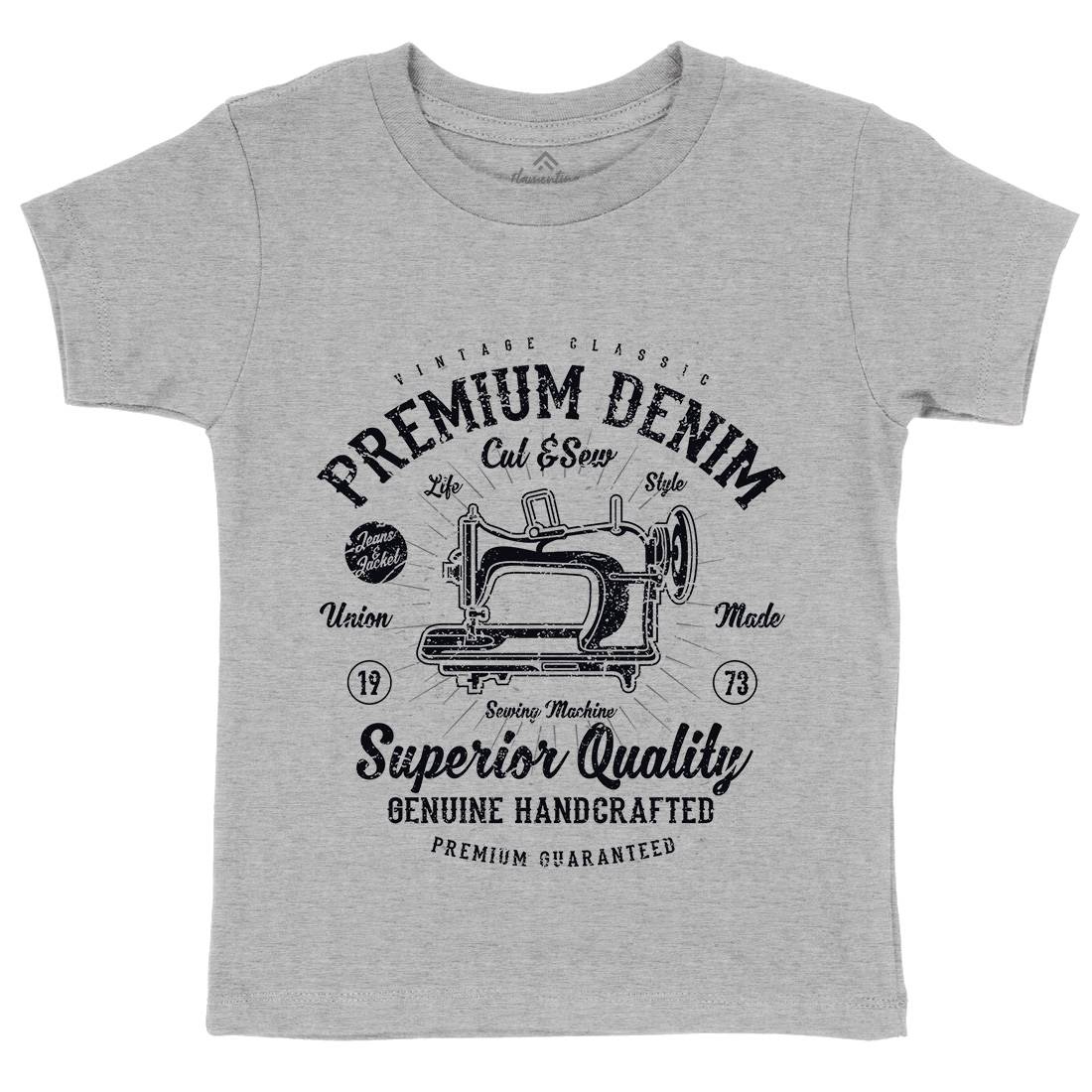 Premium Sewing Machine Kids Organic Crew Neck T-Shirt Work A111
