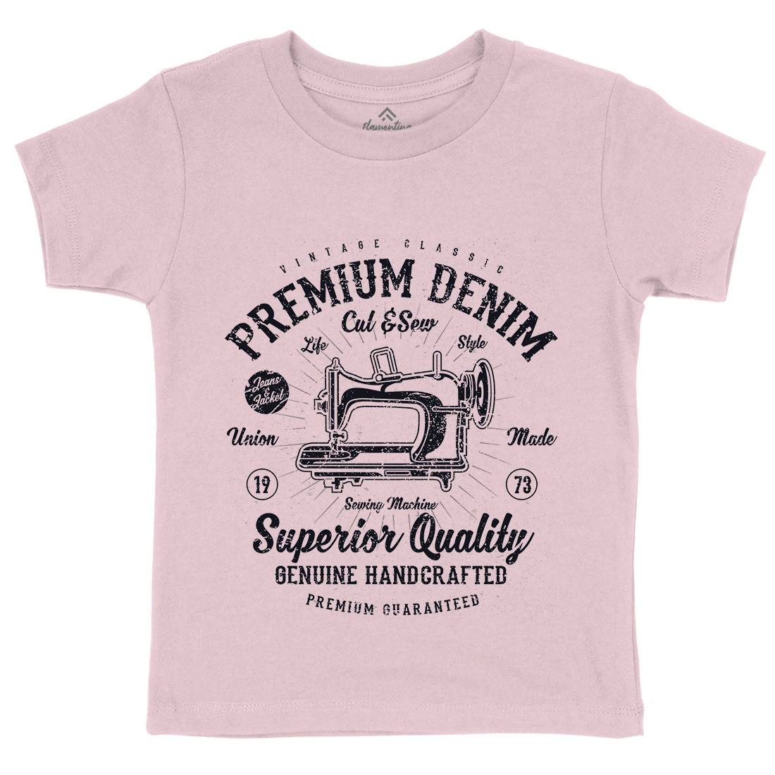 Premium Sewing Machine Kids Crew Neck T-Shirt Work A111