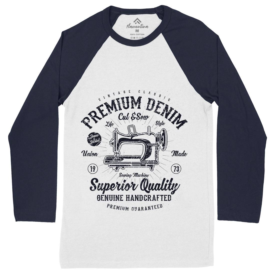 Premium Sewing Machine Mens Long Sleeve Baseball T-Shirt Work A111