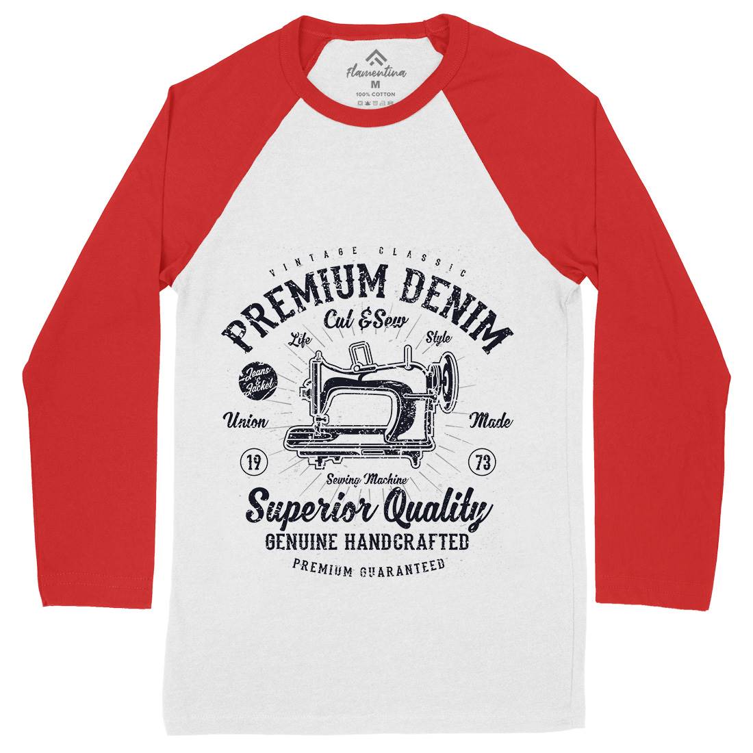 Premium Sewing Machine Mens Long Sleeve Baseball T-Shirt Work A111