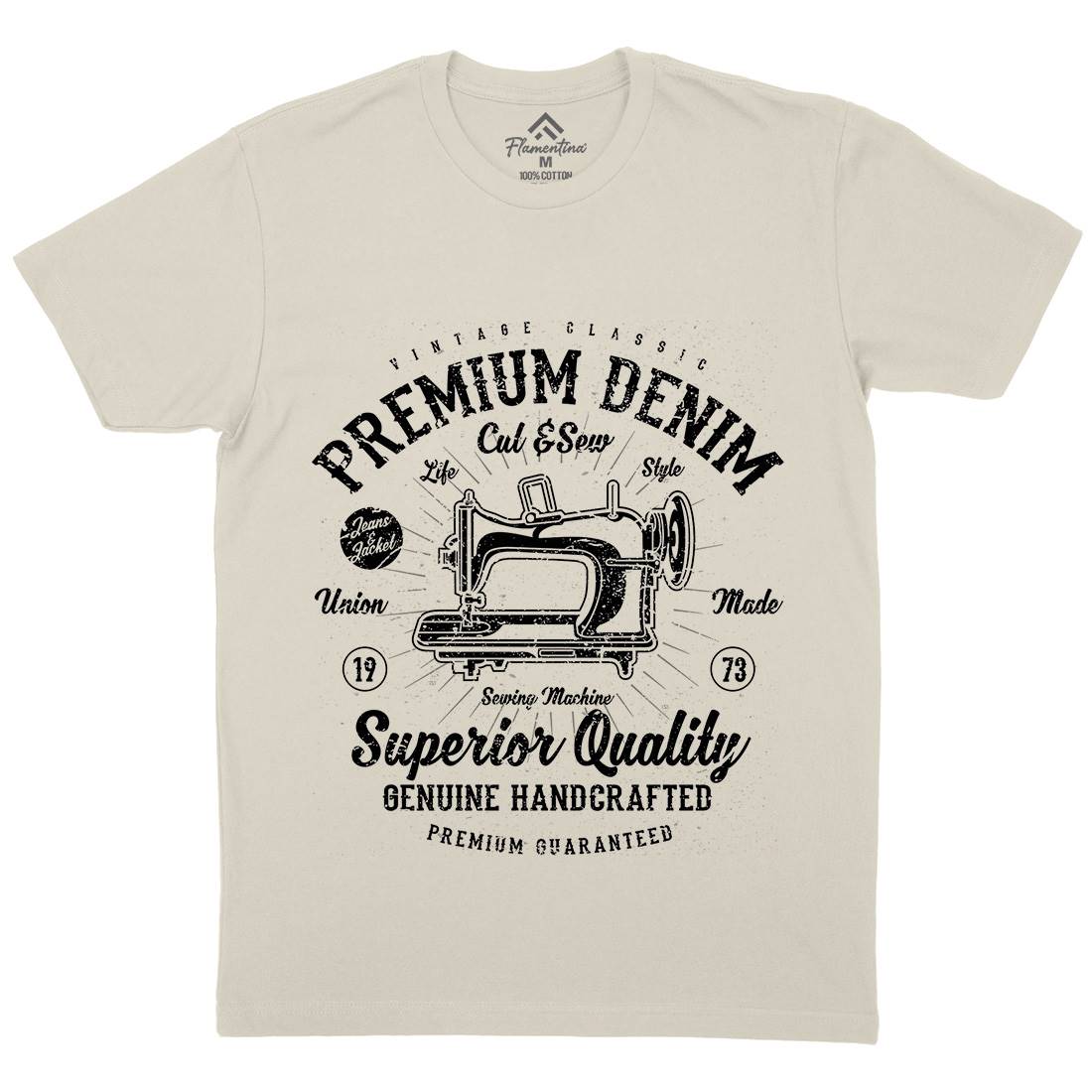 Premium Sewing Machine Mens Organic Crew Neck T-Shirt Work A111