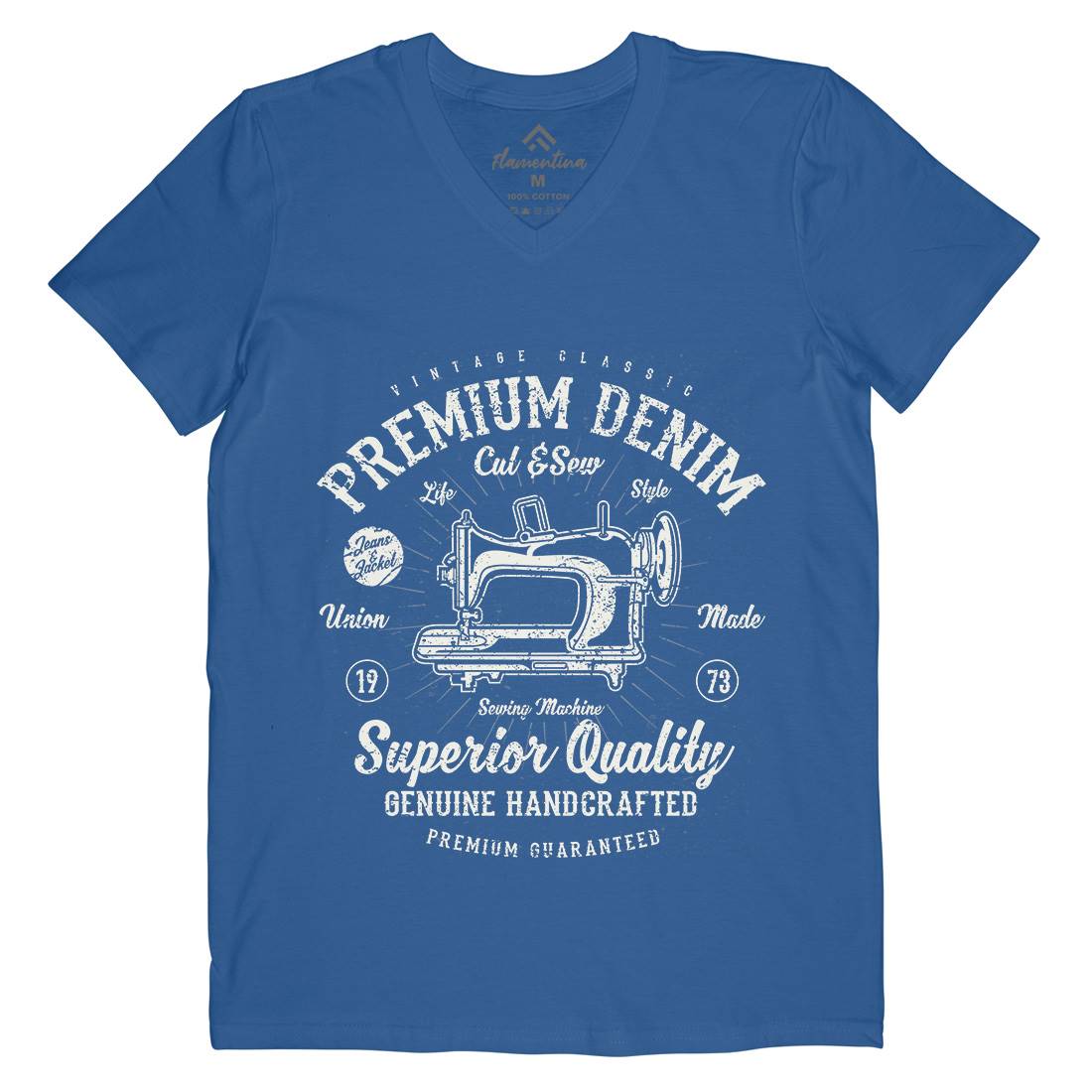 Premium Sewing Machine Mens V-Neck T-Shirt Work A111