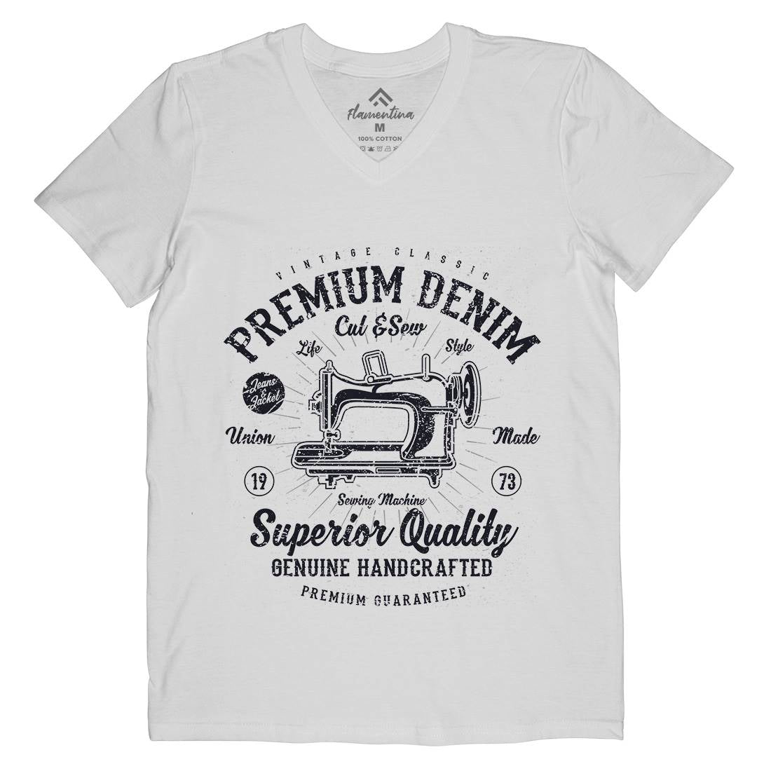 Premium Sewing Machine Mens V-Neck T-Shirt Work A111