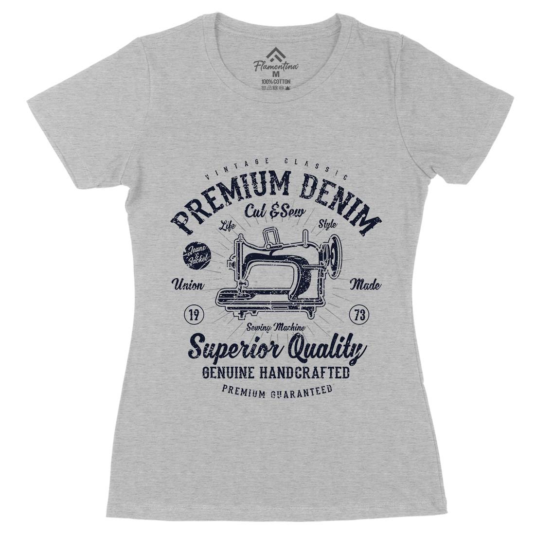 Premium Sewing Machine Womens Organic Crew Neck T-Shirt Work A111