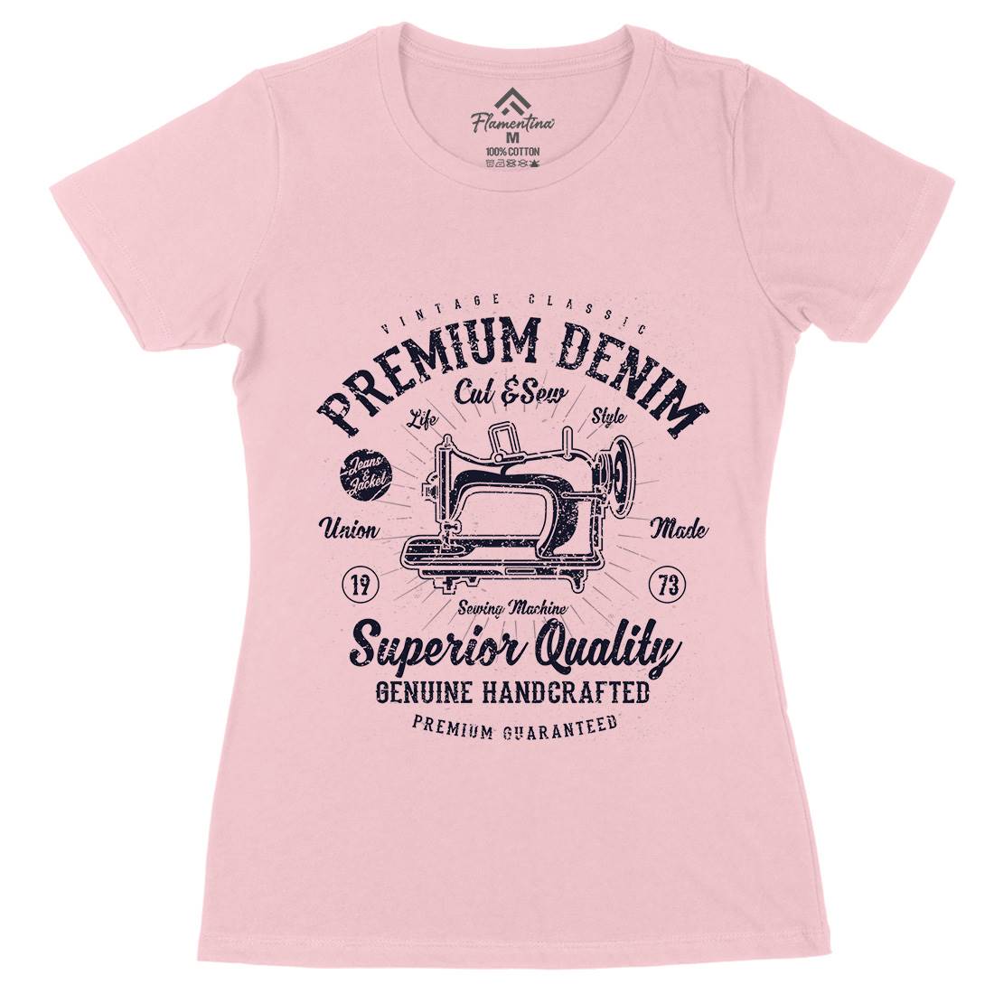 Premium Sewing Machine Womens Organic Crew Neck T-Shirt Work A111