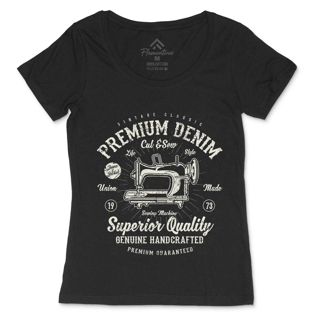 Premium Sewing Machine Womens Scoop Neck T-Shirt Work A111