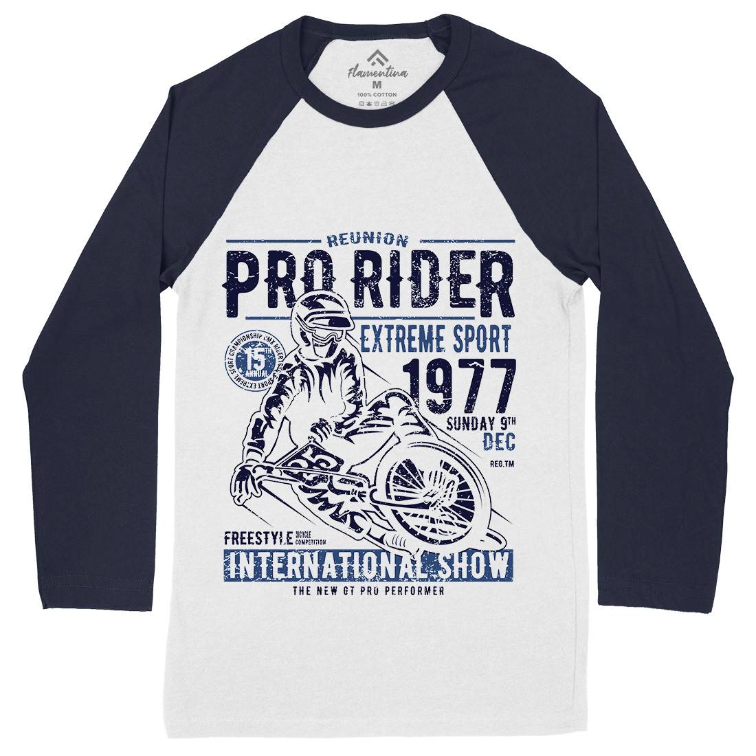 Pro Rider Mens Long Sleeve Baseball T-Shirt Bikes A112