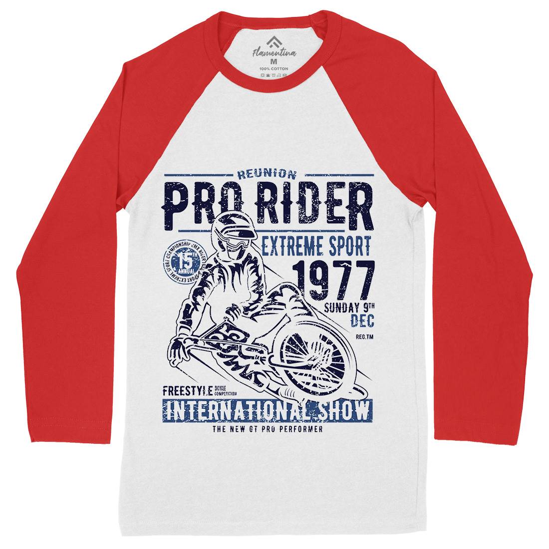 Pro Rider Mens Long Sleeve Baseball T-Shirt Bikes A112