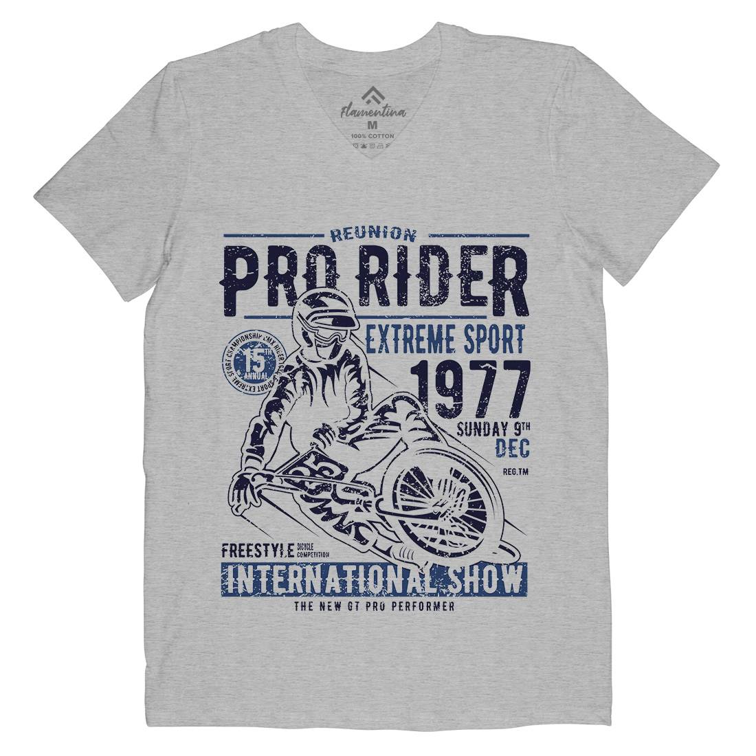Pro Rider Mens Organic V-Neck T-Shirt Bikes A112