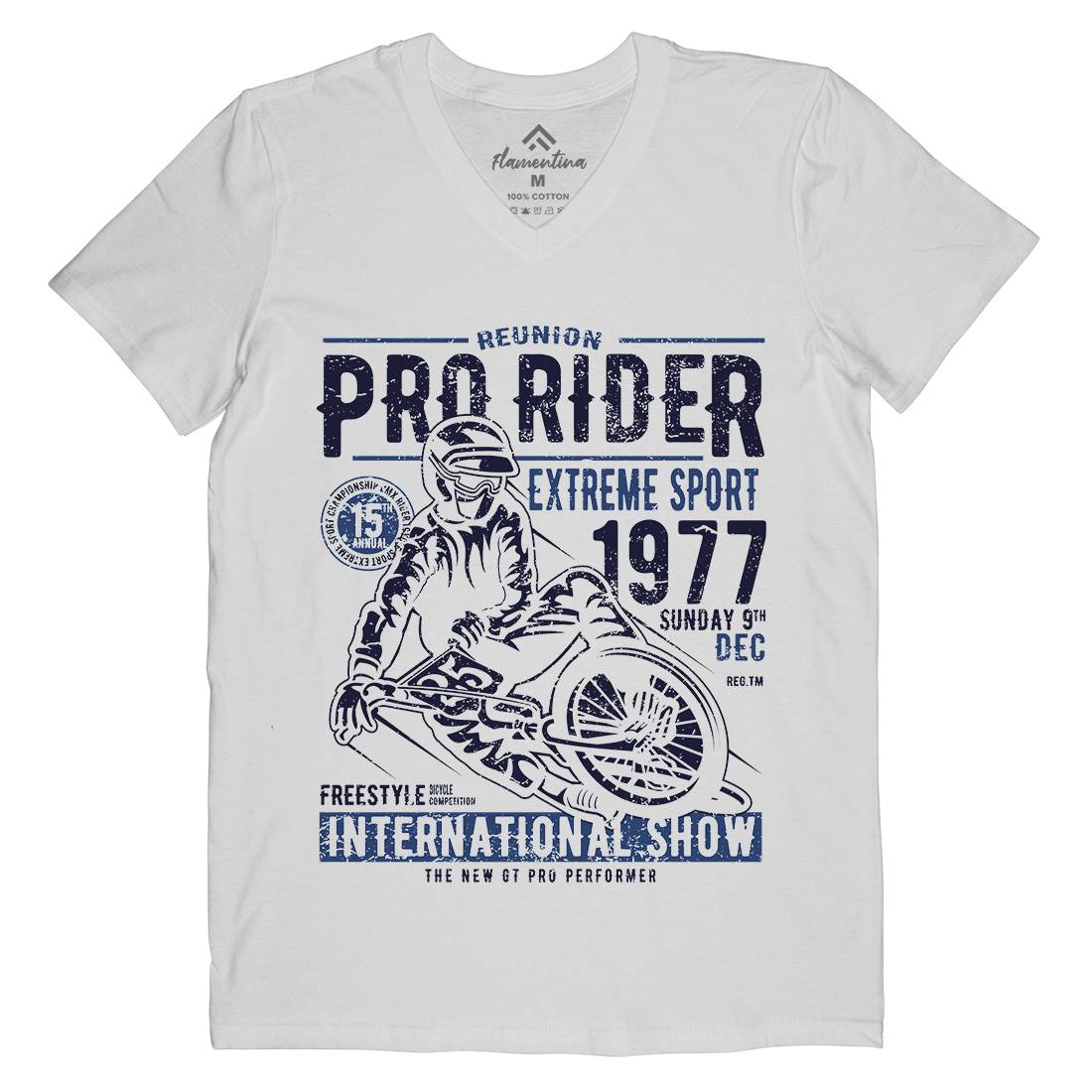 Pro Rider Mens Organic V-Neck T-Shirt Bikes A112
