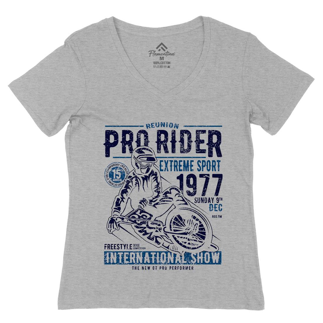 Pro Rider Womens Organic V-Neck T-Shirt Bikes A112