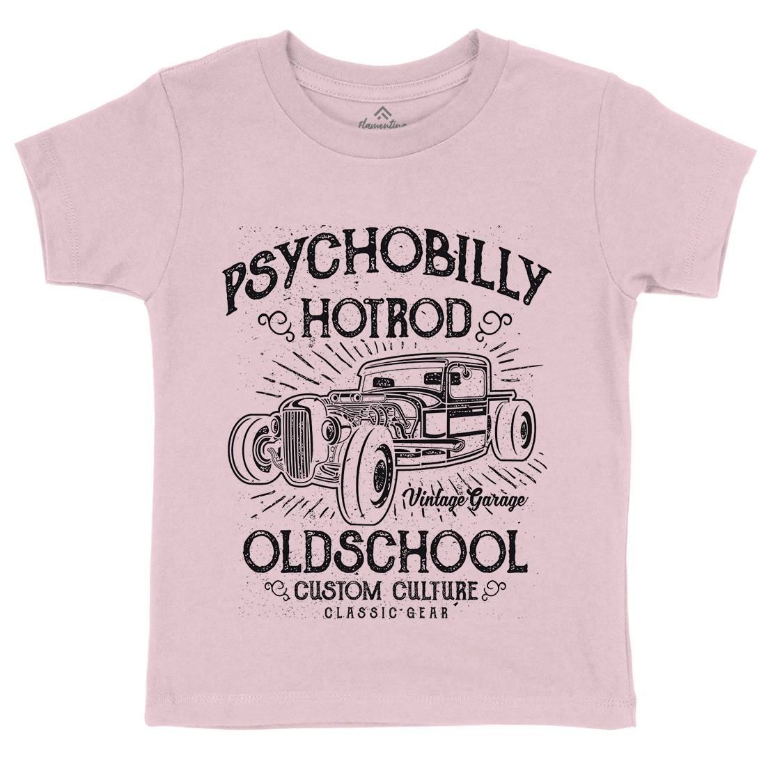 Psychobilly Hotrod Kids Organic Crew Neck T-Shirt Cars A113