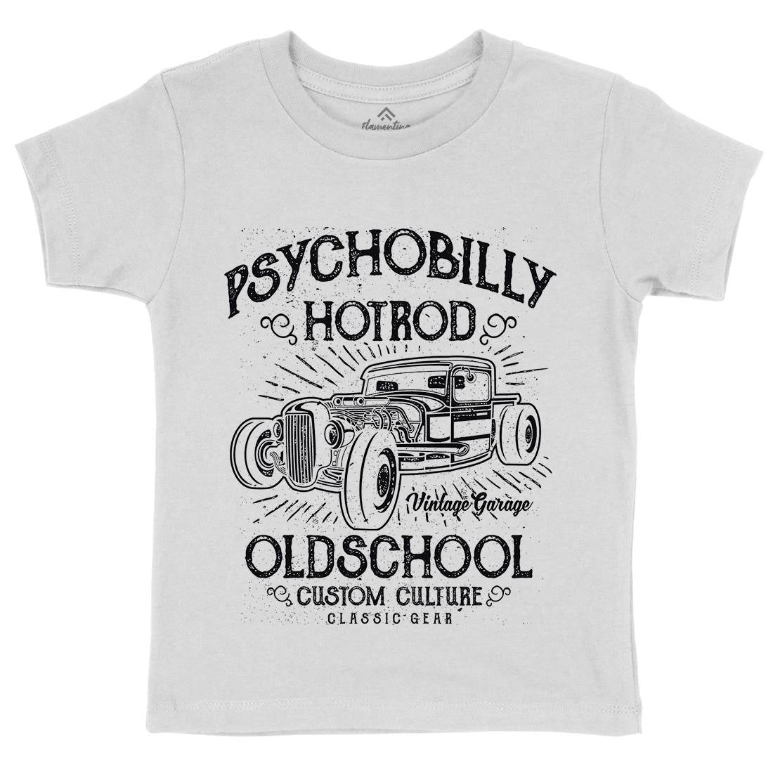 Psychobilly Hotrod Kids Organic Crew Neck T-Shirt Cars A113