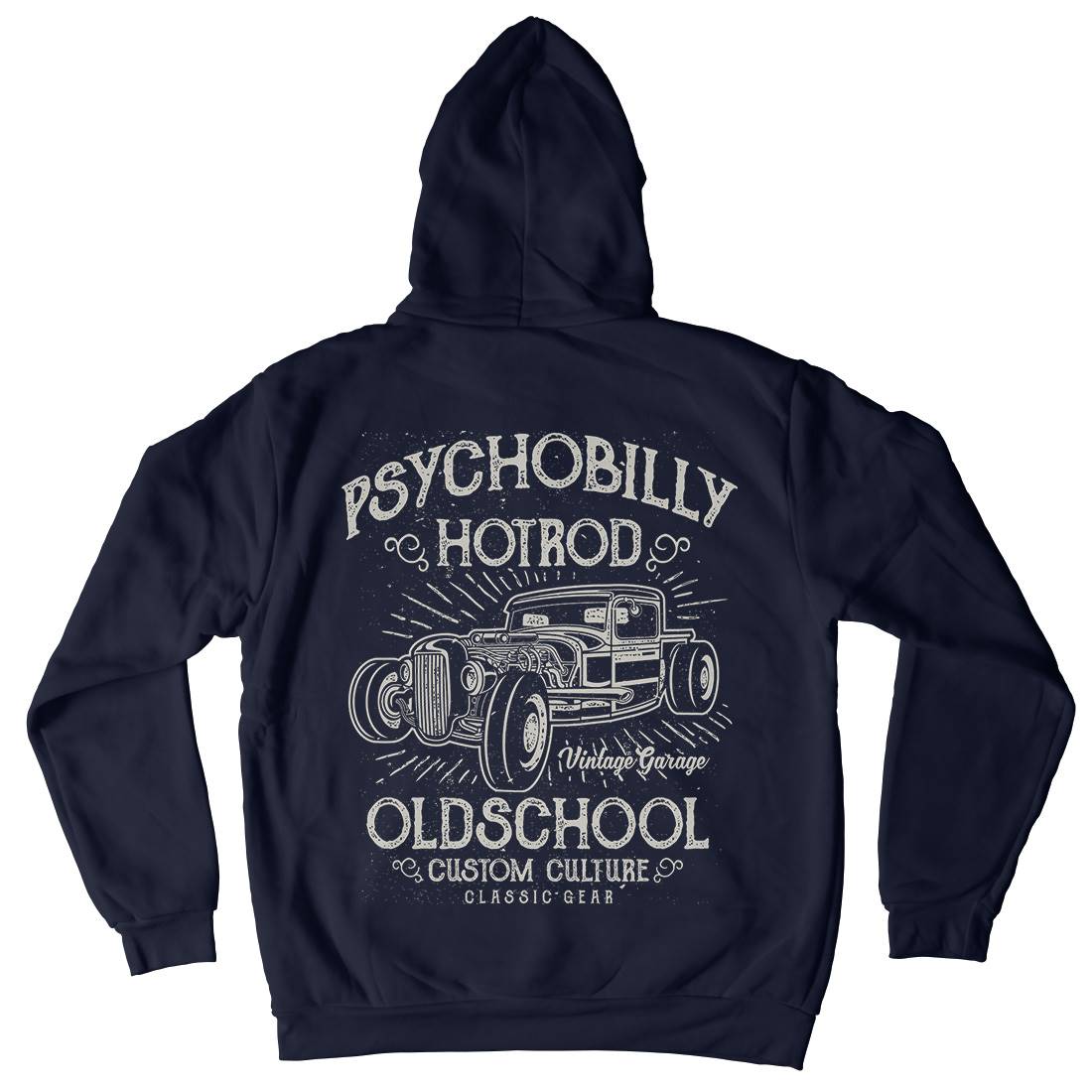 Psychobilly Hotrod Mens Hoodie With Pocket Cars A113