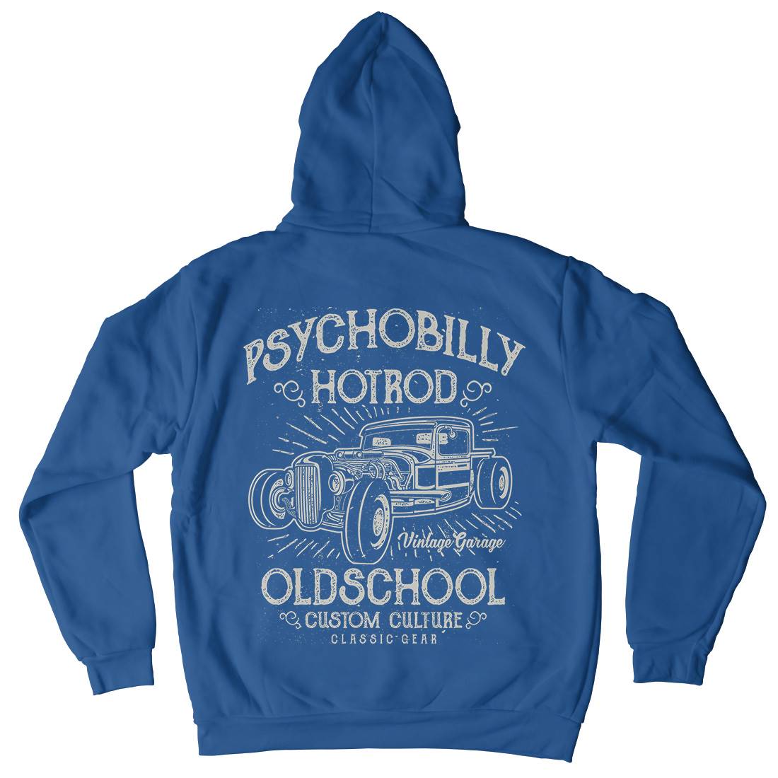Psychobilly Hotrod Mens Hoodie With Pocket Cars A113