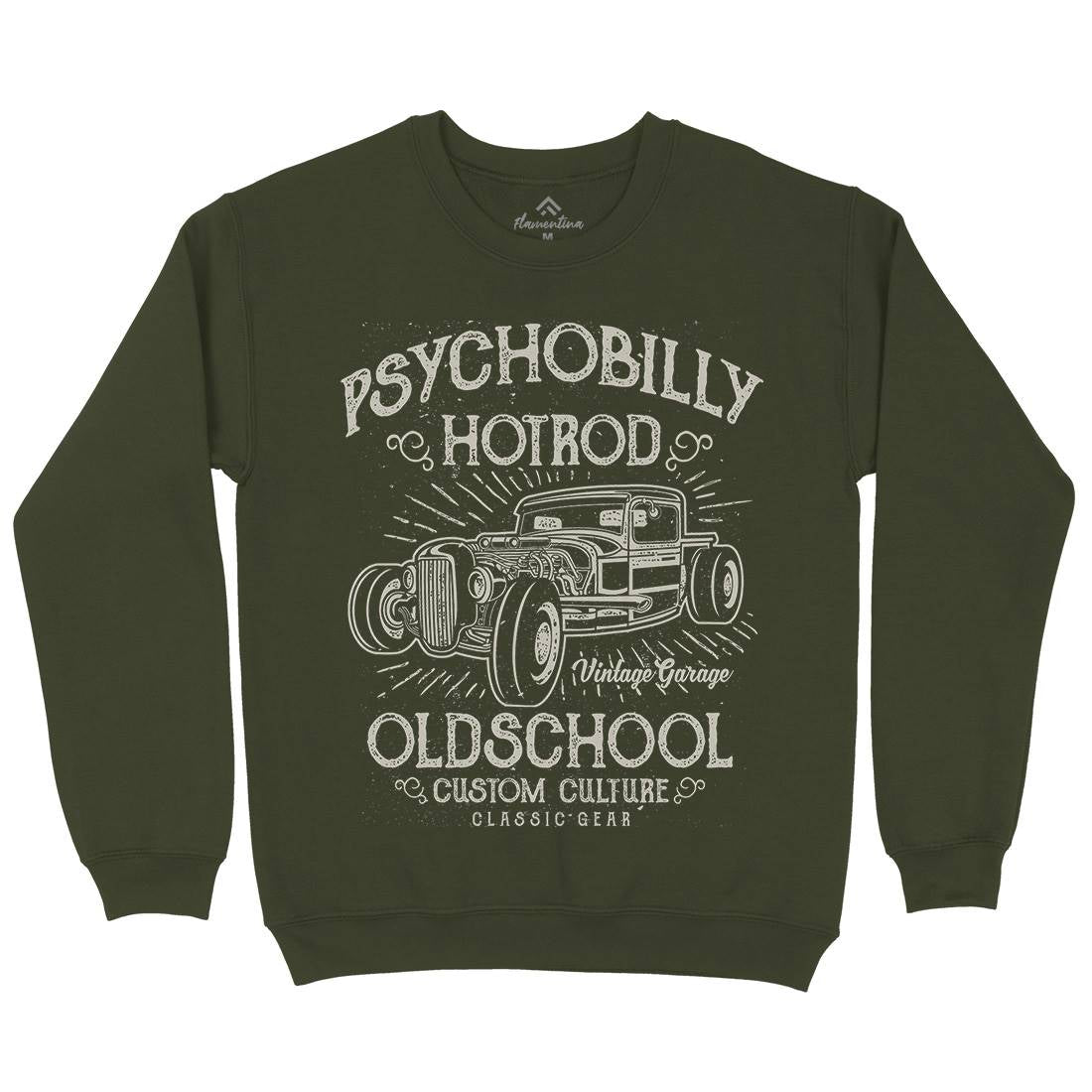 Psychobilly Hotrod Mens Crew Neck Sweatshirt Cars A113