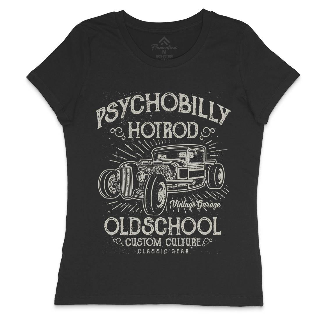 Psychobilly Hotrod Womens Crew Neck T-Shirt Cars A113