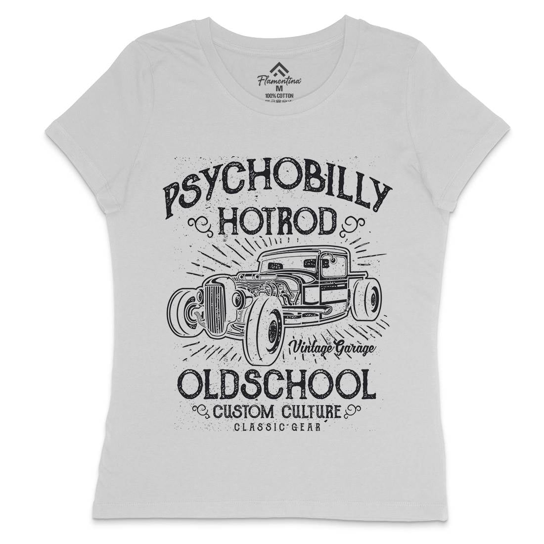 Psychobilly Hotrod Womens Crew Neck T-Shirt Cars A113