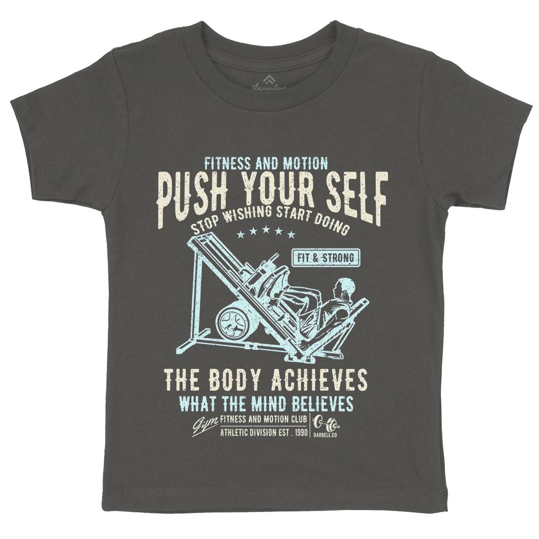 Push Yourself Kids Crew Neck T-Shirt Gym A114