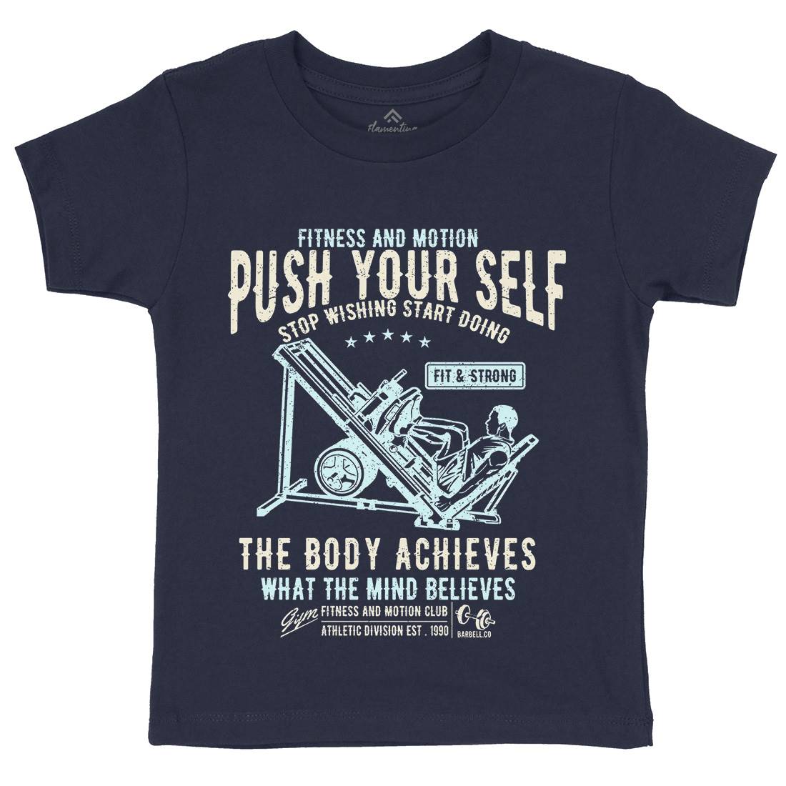 Push Yourself Kids Organic Crew Neck T-Shirt Gym A114