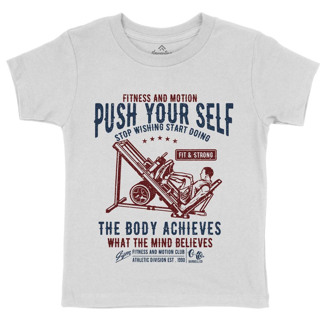 Push Yourself Kids Organic Crew Neck T-Shirt Gym A114