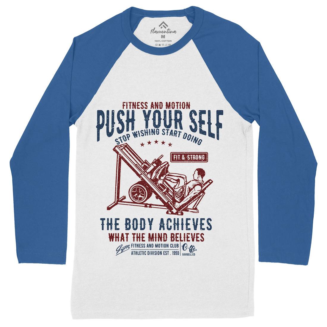 Push Yourself Mens Long Sleeve Baseball T-Shirt Gym A114